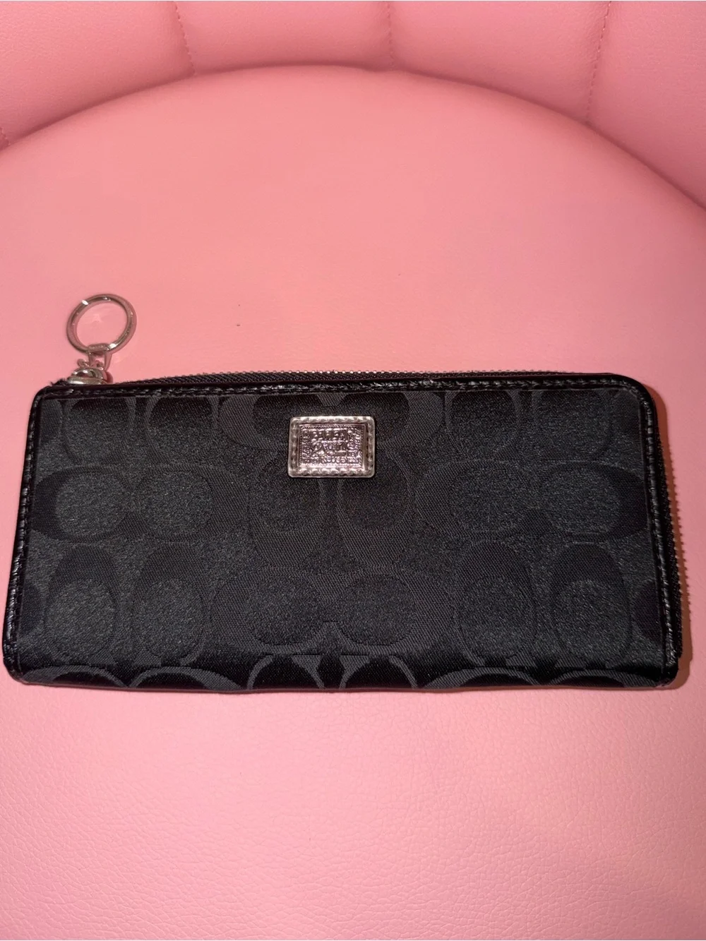 Coach Poppy Black Signature Zip Wallet